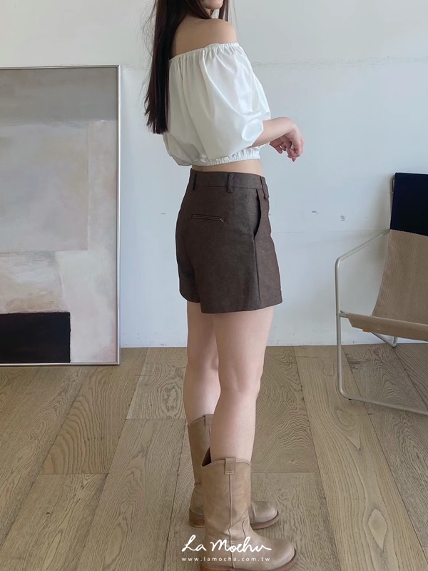 排扣棉麻寬肩上衣